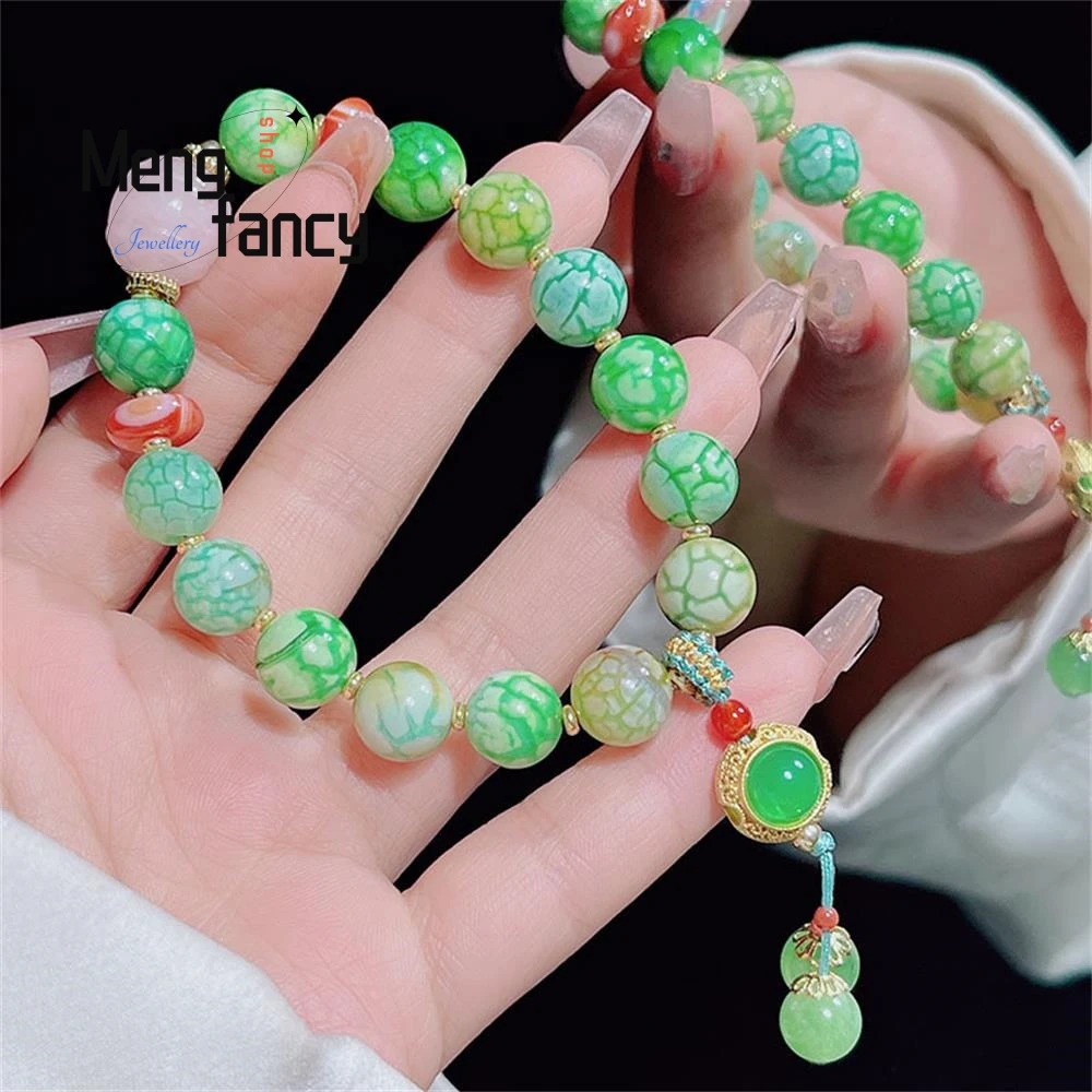 Natural New Ethnic Style Green Dragon Agate Simple Elegant High-grade Bracelet Popular Fashion Jewelry Best Selling Holiday Gift