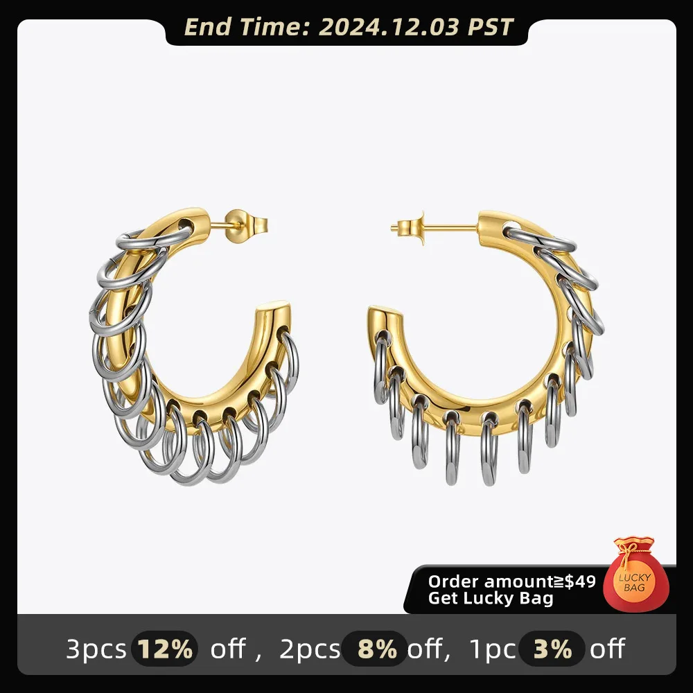 ENFASHION Punk Circle Loop Earring Stainless Steel Hoop Earrings For Women Gold Color Brincos Feminino Fashion Jewelry E211304