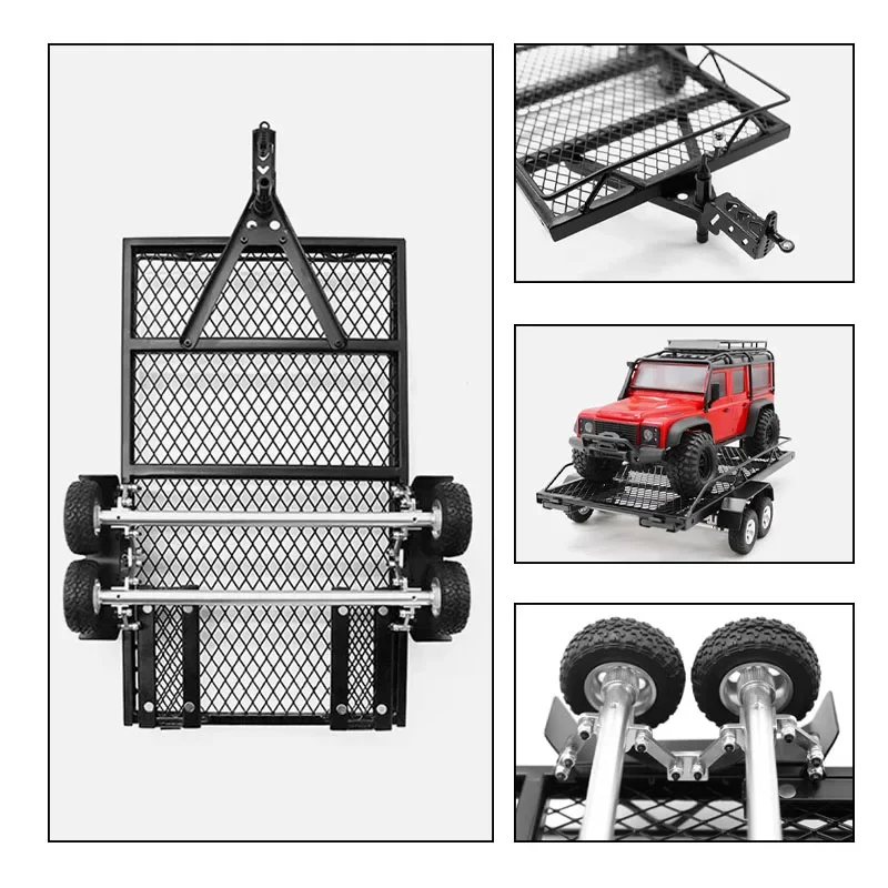 Simulazione Telaio del rimorchio in metallo per 1/18 RC Crawler TRX4-M Chevrolet K10 Defender Bronco Scx24 Fms18 Fms24 Parti di aggiornamento