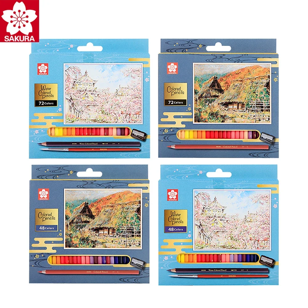 

Japan SAKURA Oil-based Water-soluble Colored Pencil Paper Box Set 48/72 Color Hand-painted Color Lead Graffiti Painting Colorful