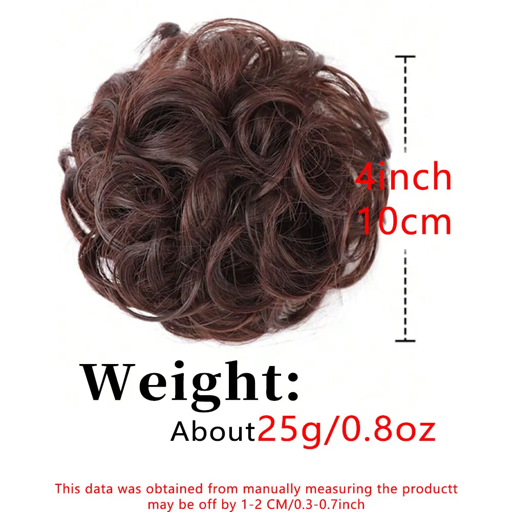 4 بوصة فوضوي كعكة شعر مستعار متموج مجعد Scrunchies الاصطناعية Chignon ذيل حصان وصلات شعر سميكة أوبدو قطع الشعر للنساء #2