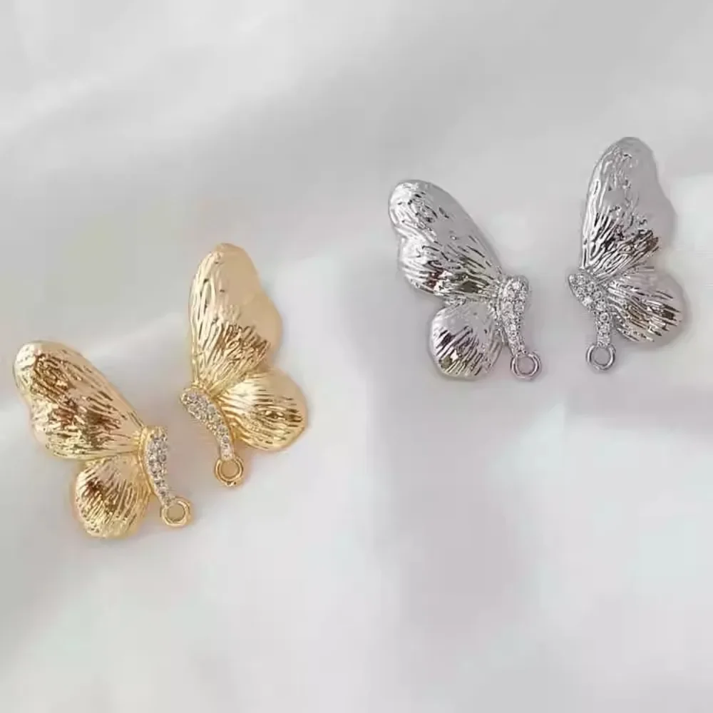 14K Gold-plated 925 Silver Needle Earrings, Butterfly High-end French Retro Court Baroque Stud Earrings DIY Earrings - view 5