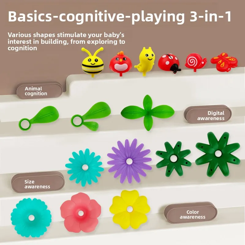 Bloco de construção infantil brinquedos multifuncional jardim diy arranjo flor do bebê quebra-cabeça desenvolvimento jardim quebra-cabeça