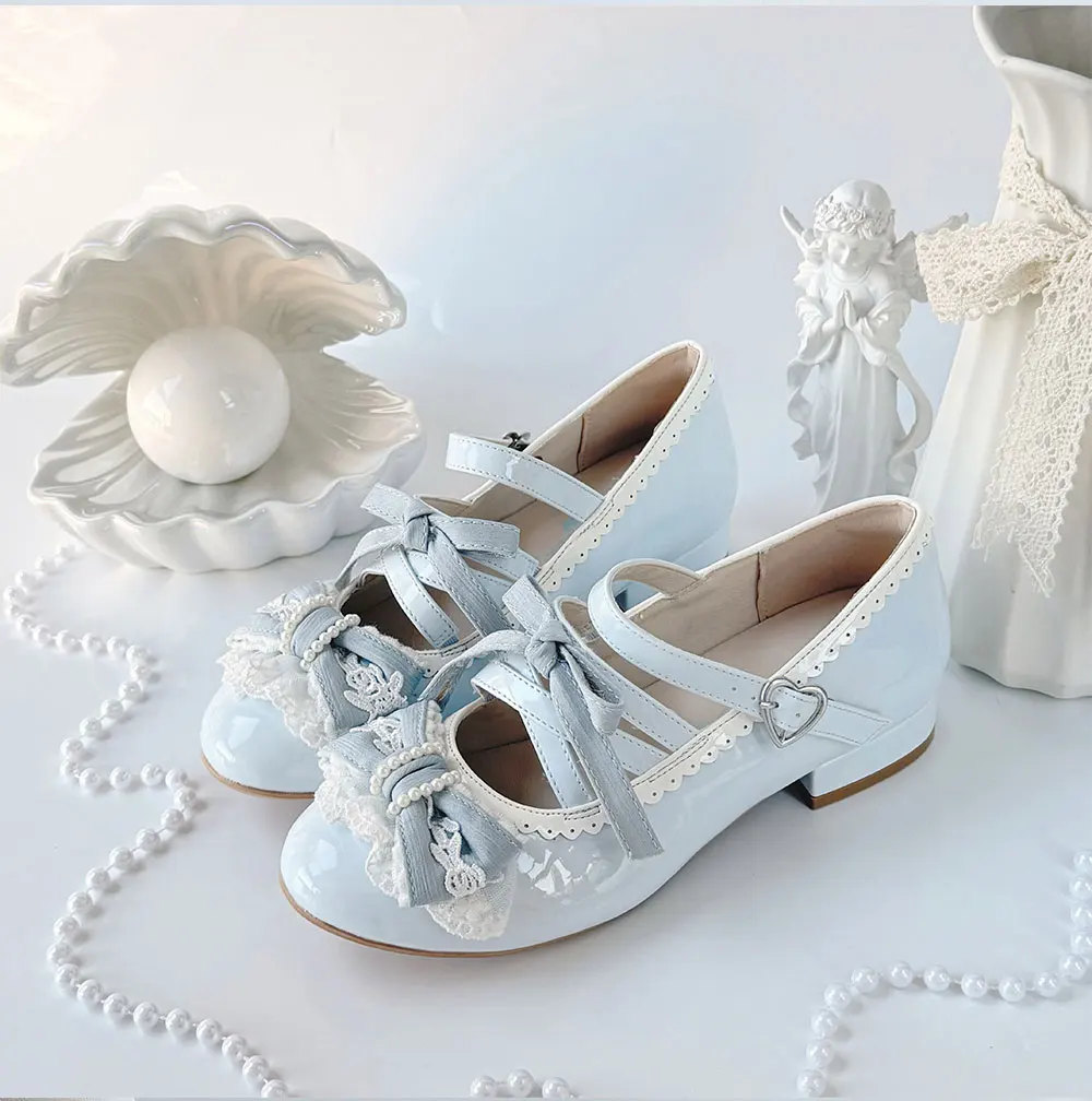 أحذية ماري جين الوردية الأصلية على طراز لوليتا لخريف جديد 2025 للفتيات اليابانيات حلوة أنيقة بفيونكة بكعب منخفض Y2k أحذية حفلات الشاي 2025