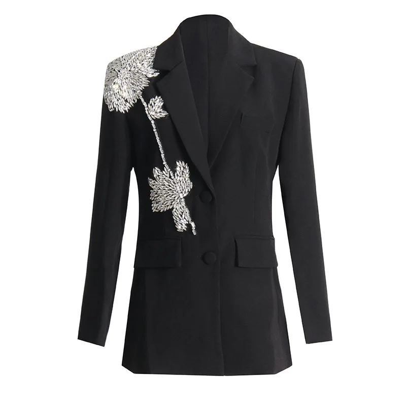 

Doris Fanny Patchwork Diamonds Print Blazers For Women Notched Collar Long Sleeve Spliced Single Breasted Autumn Blazer Female