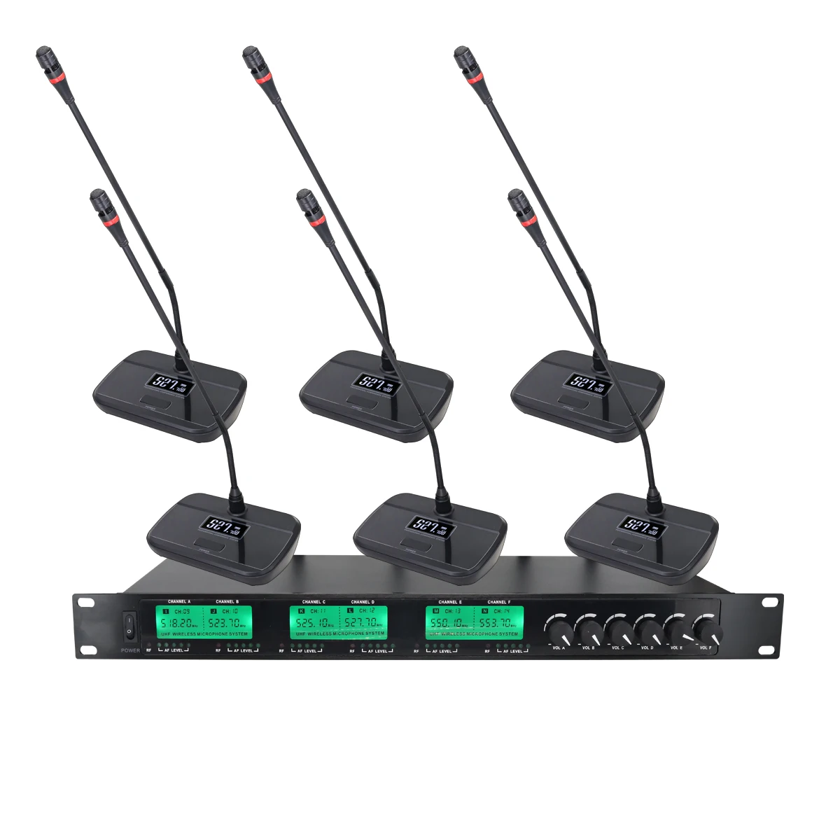 Professional UHF wireless microphone 6-channel conference handheld suitable for karaoke, church meetings, school lectures