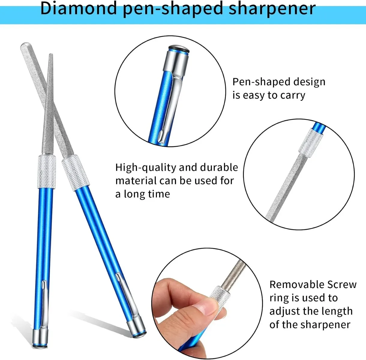 Extensible Fishhook File for Outdoor Tool Knife Sharpening Tool Double Ended Pen Style Diamond File Multifunctional Portable Rod