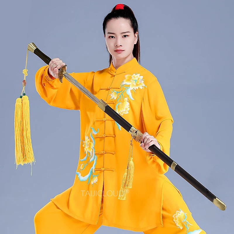 2025 New Embroidered Tai Chi Uniform Spring Autumn Loose Fit for Martial Arts Performance & Competition - Original Design