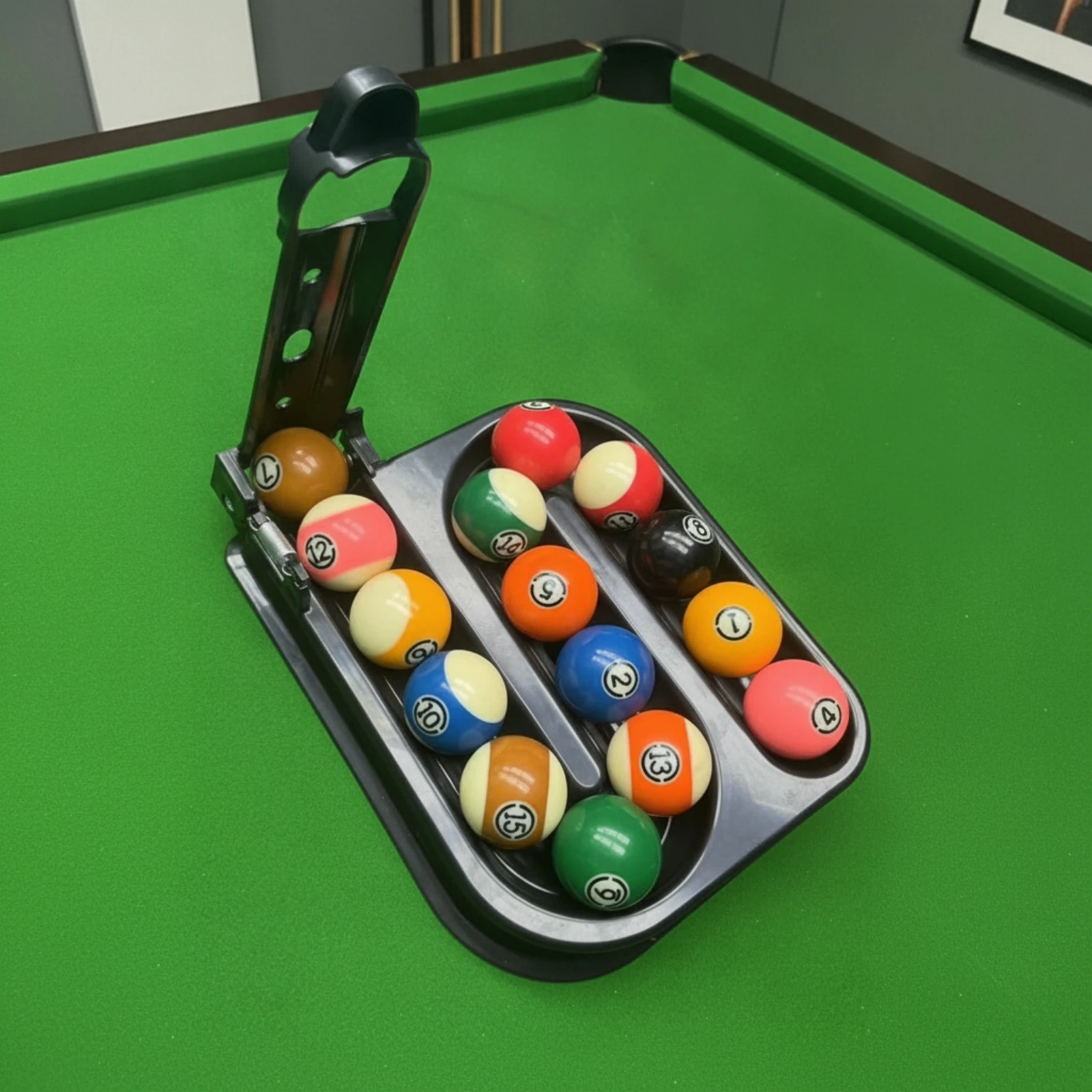 Billiard Rack with Guide Arm Molded Ball Setup Template Billiard Ball Rack Consistent Glossy for Beginners, Solo Practice