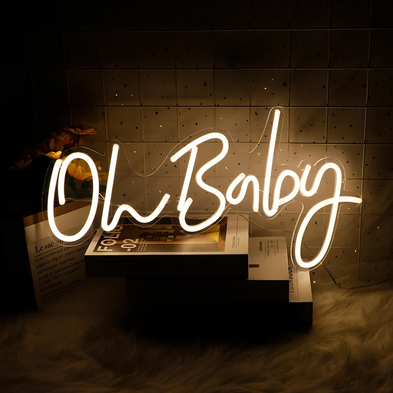 

Oh Baby Neon Sign Light For Wedding Party Decoration Transparent Acrylic Bedroom Decor Custom Led Neon Light Sign
