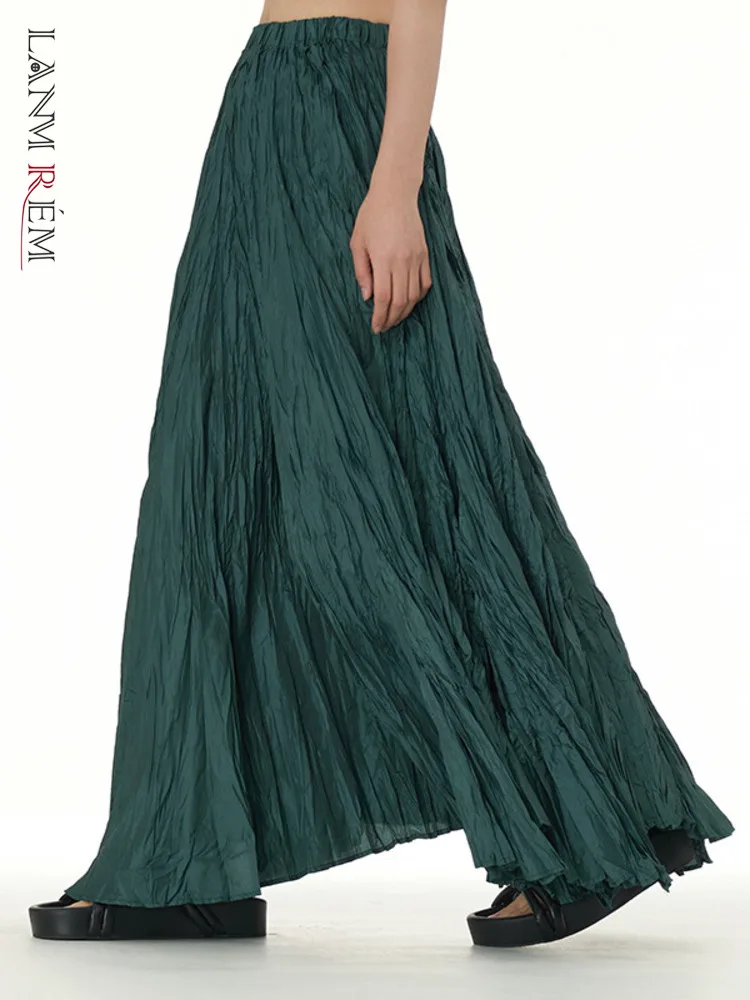 

Женская Однотонная юбка LANMREM с эластичной талией и широким подолом, женская одежда для вечеринки, Новинка лета 2024, 2DA6542