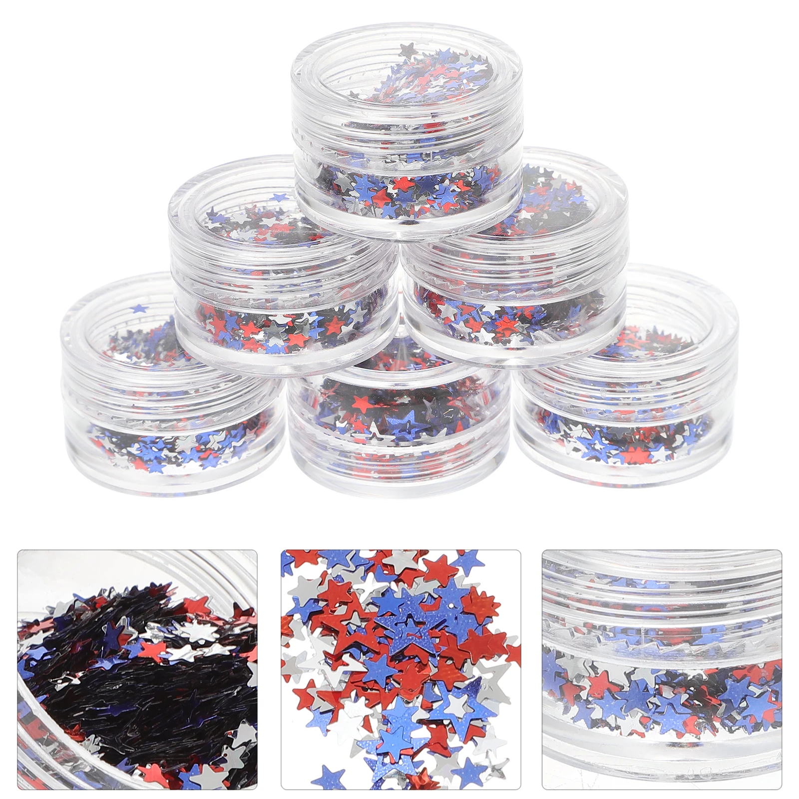 

6 Boxes Mix Solid Glitter Hollow Stars for Nail Accessories Star Glitter Nail Sequins Art Body Decor