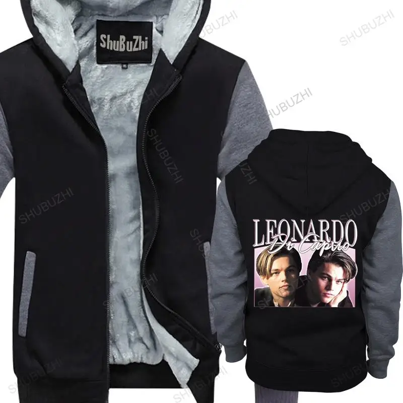 

Man black zipper thick hoodies Unique Classic Cotton Men's Leonardo Dicaprio unisex Outwear men hoody