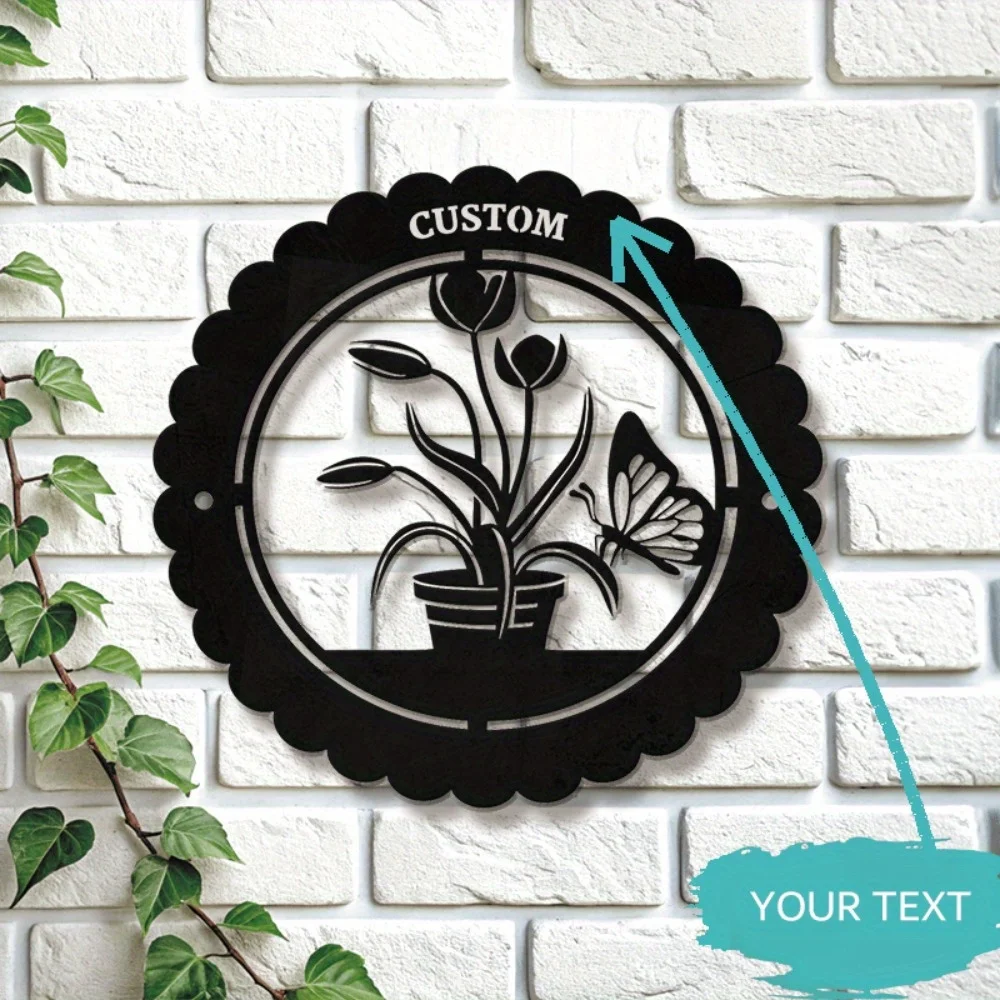 Custom Metal Yard Plaque with Butterfly Blossom Design Tailored for Home Embellishment Adding Natural Beauty To Outdoor Spaces