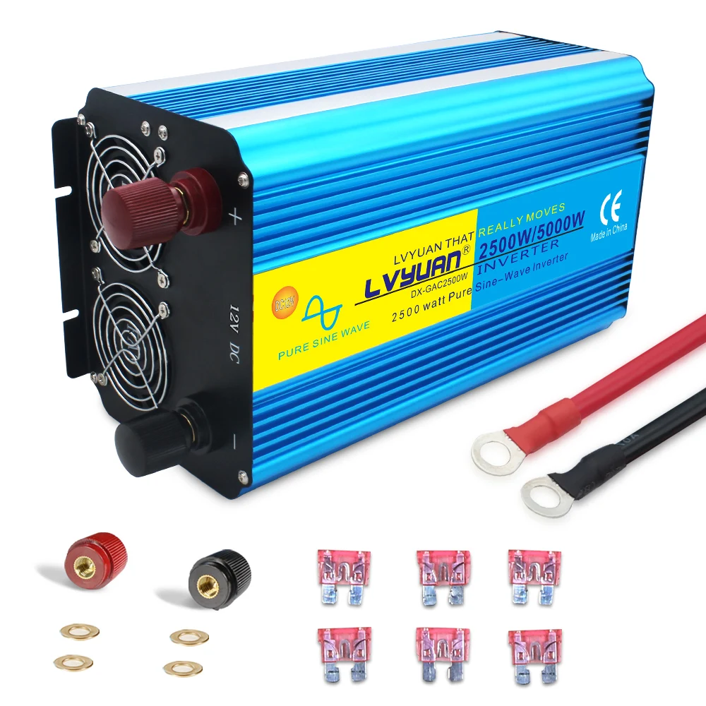 127V/220V Lvyuan Inverter per auto 5000W convertitore a onda sinusoidale pura 60Hz uscita USB trasformatore solare presa universale ad alta potenza