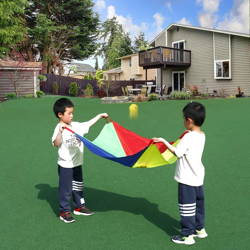 2 People Working Together Rainbow Throwing Umbrella Kindergarten Children Parent-child Outdoor Games Sensory Training Equipment