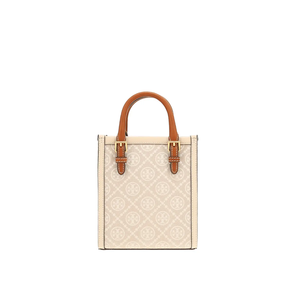 Tory Burch Counter Style T Monogram Fabric with Leather Shoulder Crossbody Satchel Tote Bag 150217