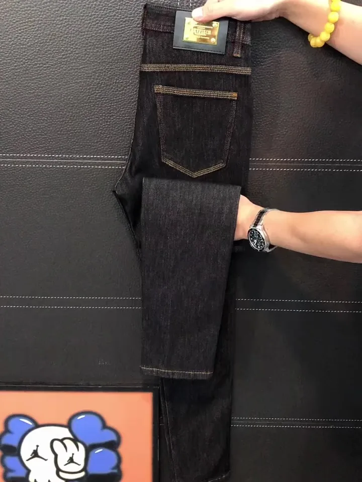 

Высококачественные модные мужские джинсы: новинка весна-осень, универсальные, для делового и повседневного стиля, прямой крой, стандартная талия