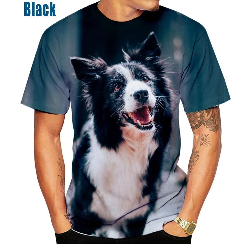 Unisex Cute Dog 3D-Druckmuster Top  Border Collie  T-Shirt Freizeitkleidung Sport T-Shirt