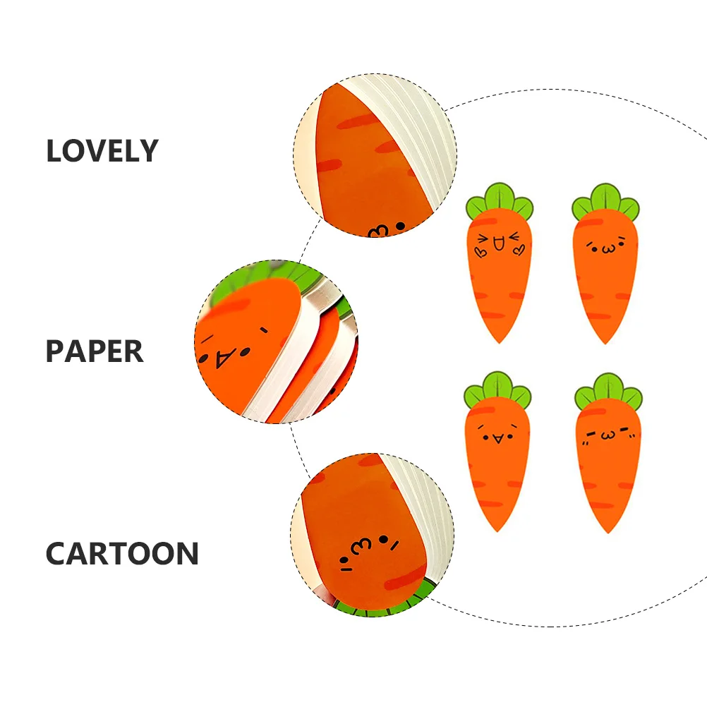 

4pcs Blank Word Mini Notepad Cute Carrot Diary Notebook Students Travelers Office Workers Paper Memo for Friends