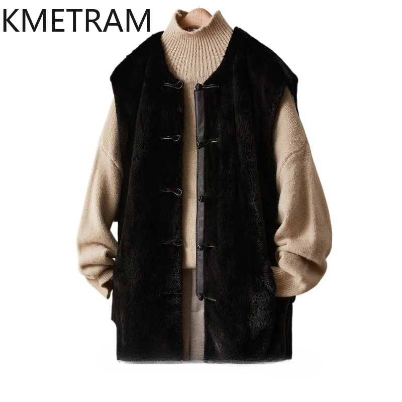 KMETRAM 100% معطف فرو المنك الطبيعي متوسط الطول ملابس سوداء للنساء 2025 دفء الشتاء الجديد في ملابس خارجية سترات نسائية