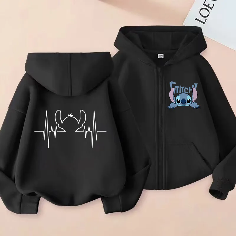 y2k Kids Zip Up Sweatshirts Stitch Hoodie Children Clothes Girl Boy Lilo and Stitch Sweatshirt Zipper Hoody Baby Casual Top