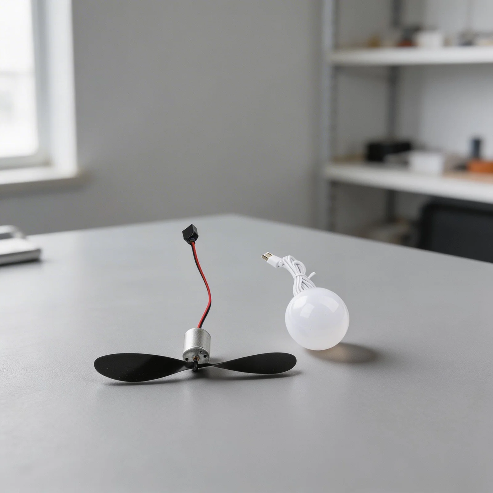 Renewable Energy Wind Turbine Motor Blade DIY Set with USB Bulb and Generator for Hands On Student Learning and Science Kits