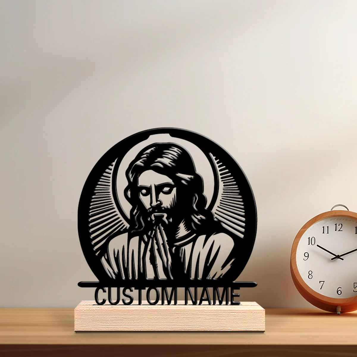 1pc Cartoon Personalized Custom Jesus Botanical Wooden Base Desk Art for Nature Lovers Office Zen Calm Spaces Gift decoration
