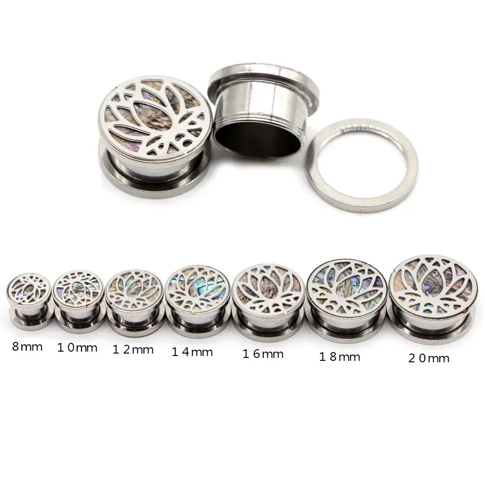 2 Stück Vintage Edelstahl Lotus Hohl Ruyi Muster Ohrstöpsel Ohr Expander Ohrringe Körper Piercing Schmuck 8-20 mm – Detail 2