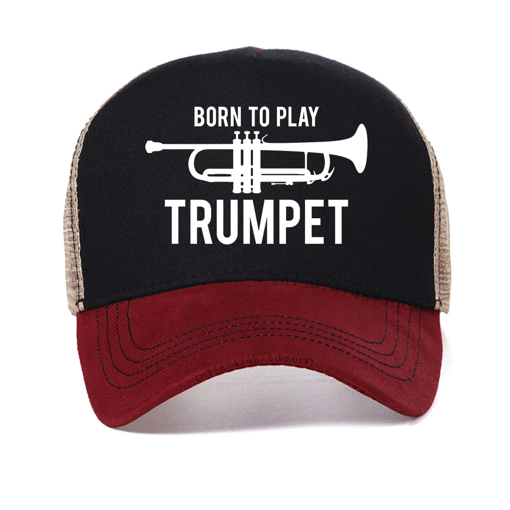 

Born To Trumpet Funny letter print cap baseball cap Summer adjustable trucker hats outdoor casual Adjustable Snapback Caps