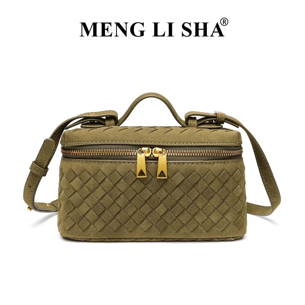 MENGLISHA Box Bag Crossbody Geweven Handtas, Veelzijdige Tote, Lunchbox-stijl, Boston Draagtas, Trendy Kleine Vierkante Schoudertas