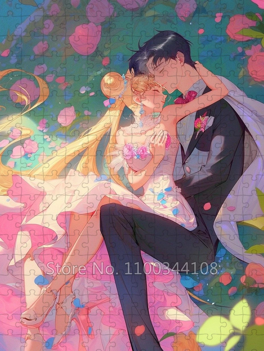 300/500/1000 Pieces Puzzles Sailor Moon Jigsaw Puzzle Cartoon Anime Wooden Picture Children's Educational Intellectual Toys