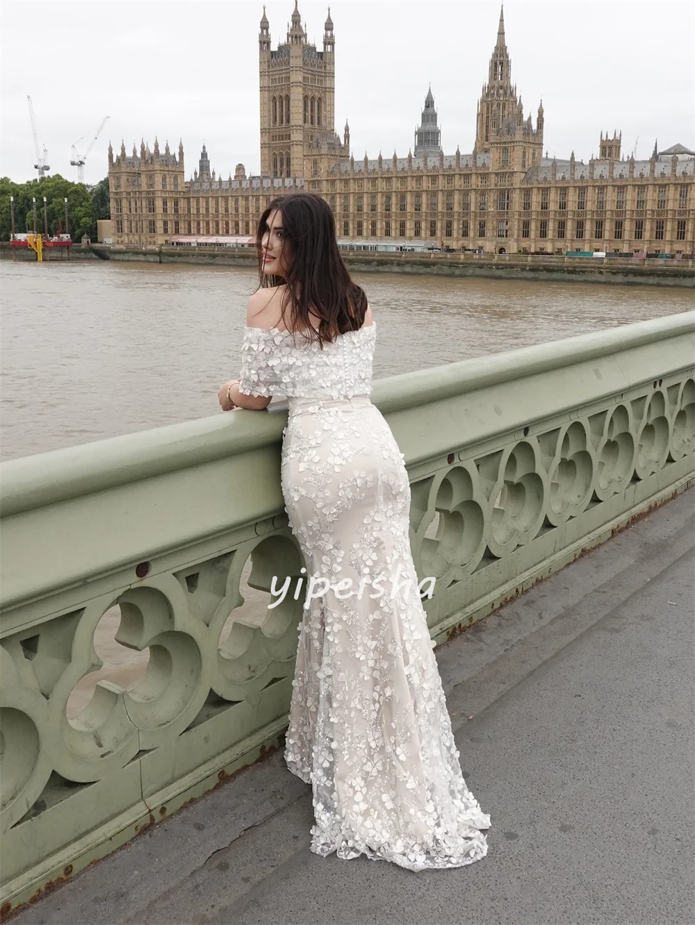 Customized Intricate Elegant Tulle Beading Flower Mermaid Off-the-shoulder Long Dresses Bespoke Occasion Dresses Sizes Available