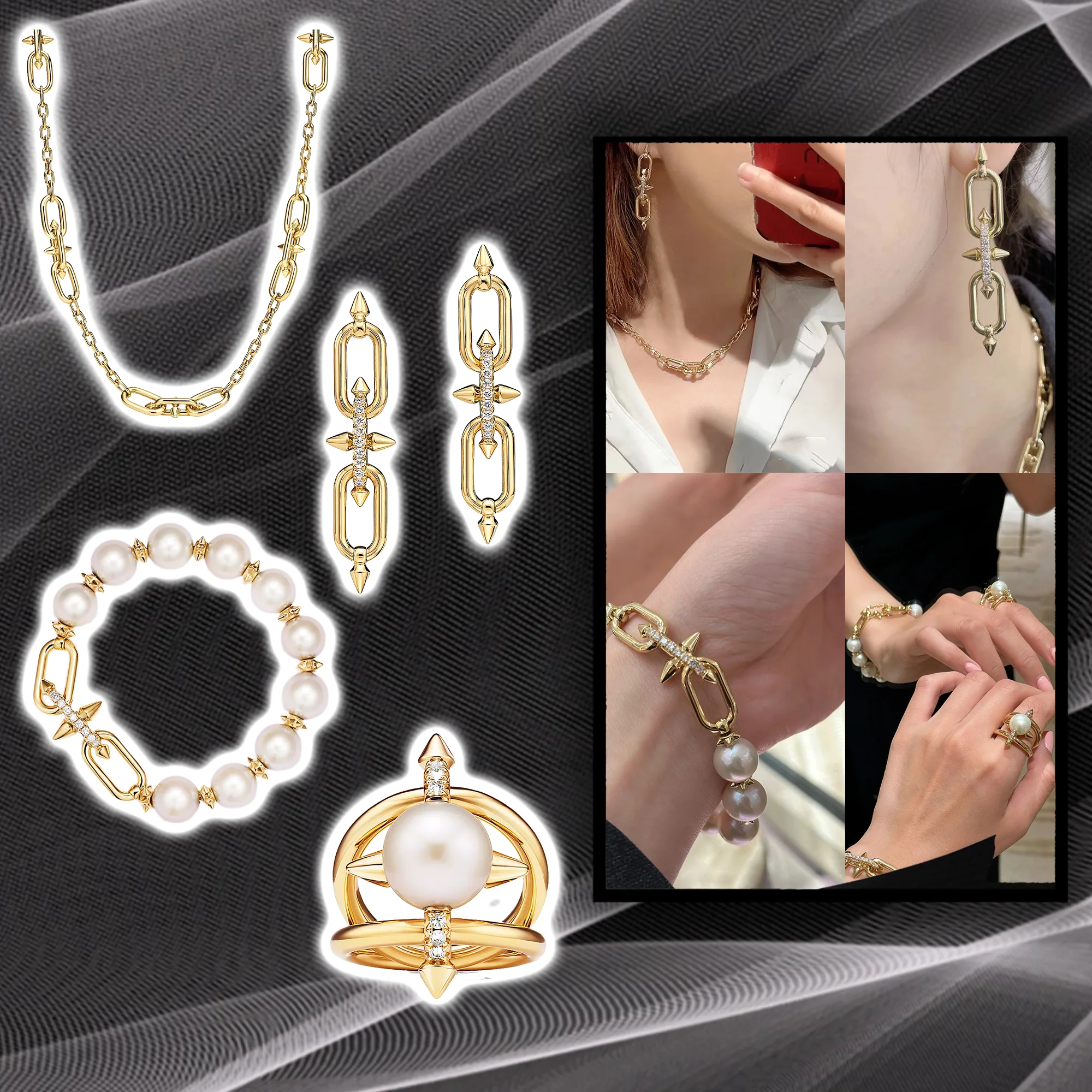 

Набор жемчуга Cherish Forever, женский подарок из чистого серебра S925 T в домашнем стиле, украшенный роскошным натуральным шармом