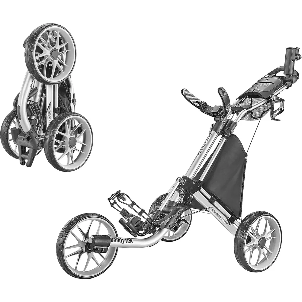 Z V8 3 Wheel Golf Push Cart - Golf Trolley Foldable Collapsible Lightweight Pushcart with Foot Brake - Easy to Open & Close