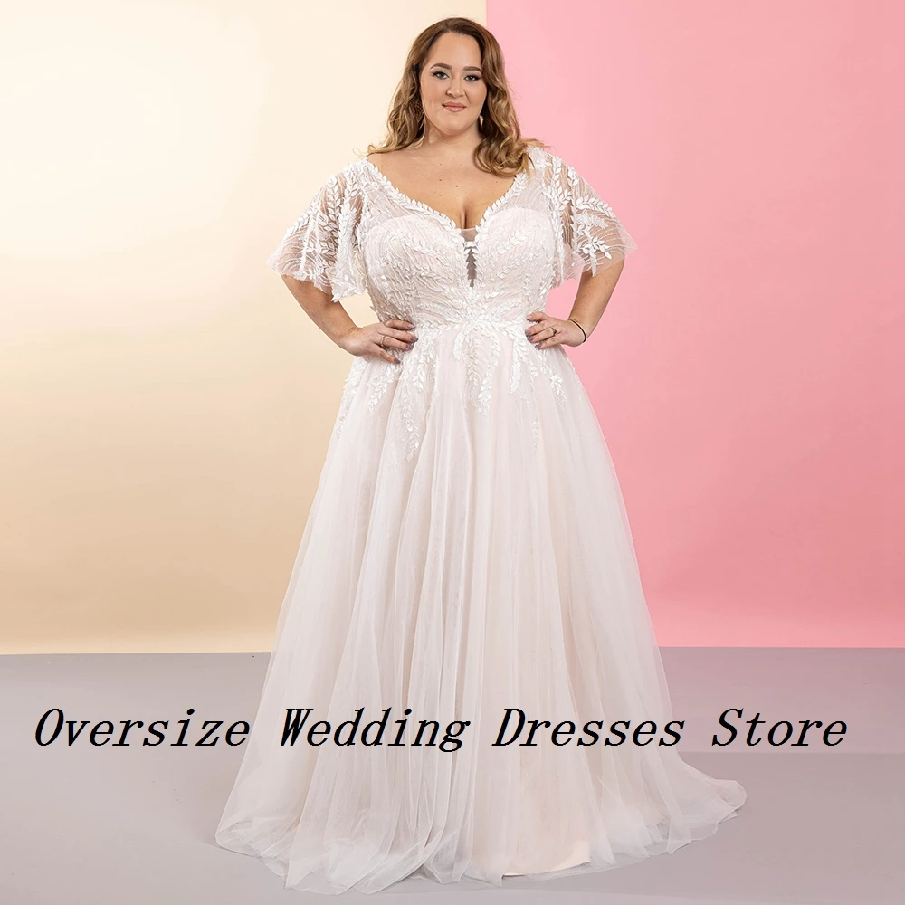 Vestidos de casamento elegantes para mulheres, meia manga, vestidos de noiva macios com renda, plus size, novos, verão 2024