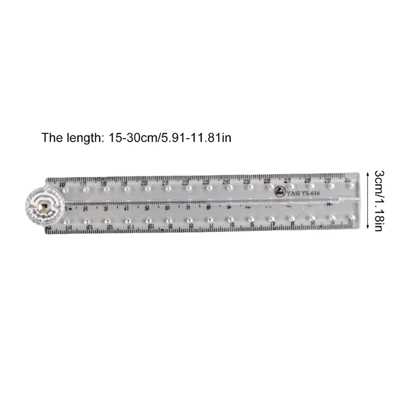 Regla plegable acrílica, regla dibujo, longitud medición 0-30cm (0-12 pulgadas) para dibujo, medición ingeniería