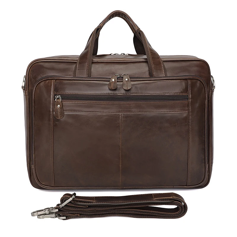 High Quality Genuine Leather Men Briefcase Business Bag Crazy Horse Leather Large 17'inch Laptop Bag Male Portfolio Office Case