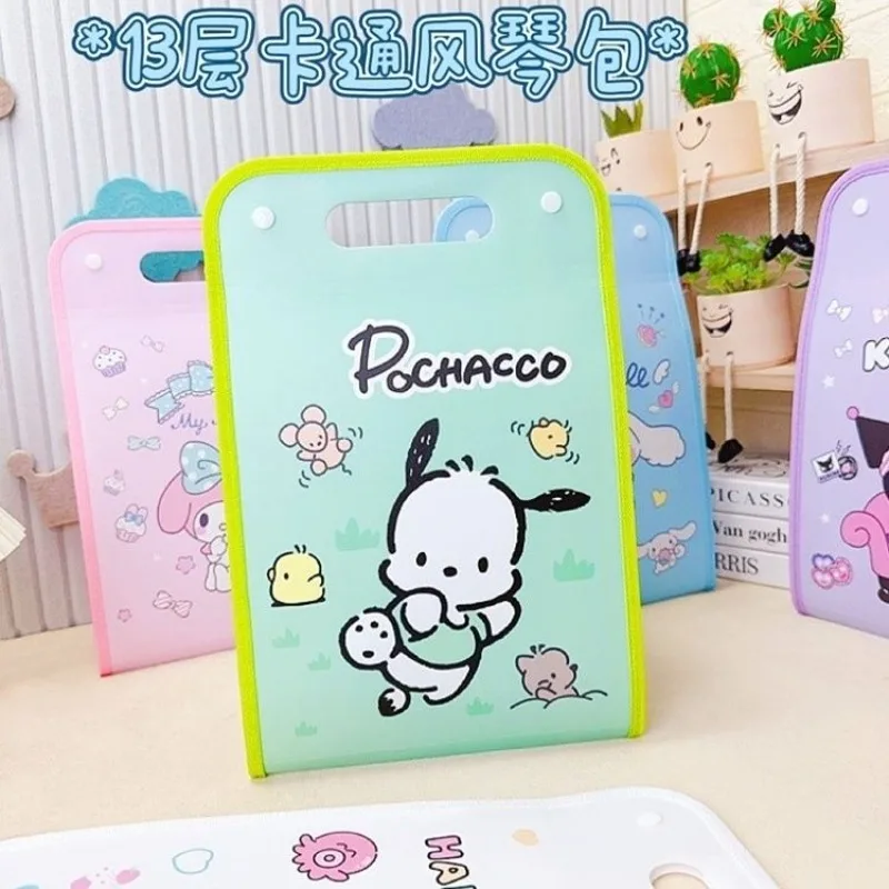 

Sanrio Cartoon Kuromi Hello Kitty A4 Folder Kawaii Cinnamoroll Portable Organ Bag Storage Bag Sorting and Organizing Folder Gift