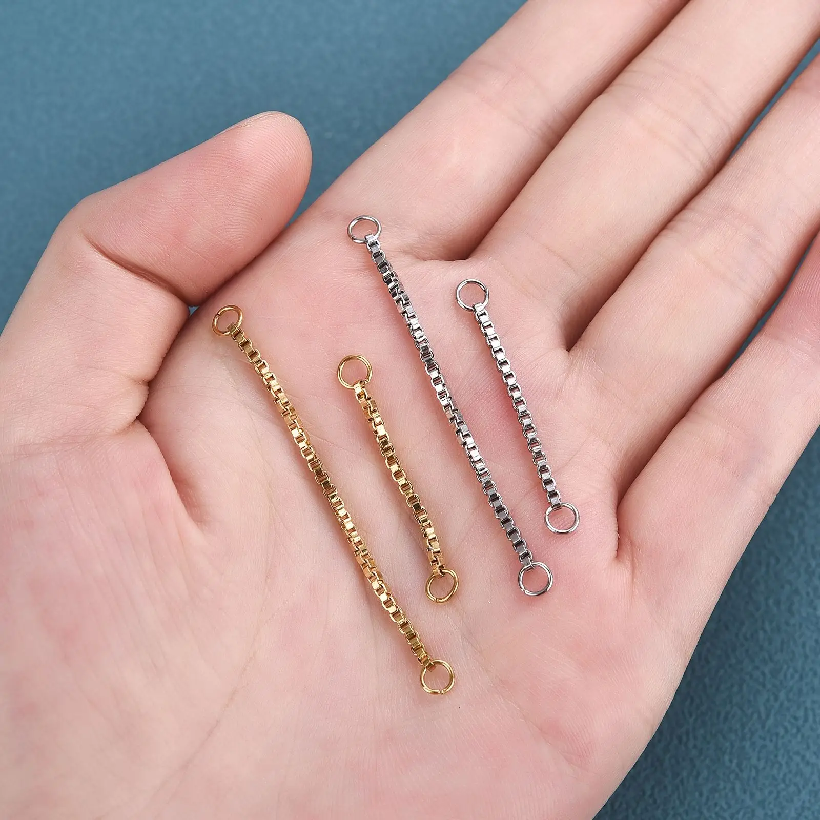 10 szt. Łańcuszek przedłużający ze stali nierdzewnej, odporny na blaknięcie, łącznik z kulką, łańcuszek do kolczyków, naszyjników, do samodzielnego tworzenia biżuterii