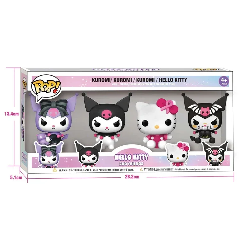 4Pieces Set Hello Kitty Funko Pop Decoration Action Pvc Figure Collection Model Toy for Children Birthday Toys Christmas Gifts