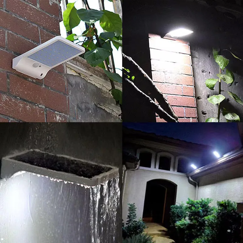Aluminum Solar Light Outdoor Motion PIR Sensor Wall Light 48Leds Street Light With Pole For Garage Garden Terrace Wall Lamp