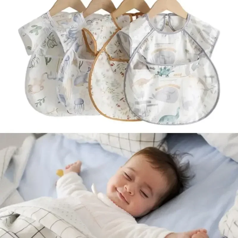 Panno per ruttini traspirante per bambini Manica corta Design resistente all'acqua Tute Grembiule per progetti artistici di giochi disordinati per bambini 15UB