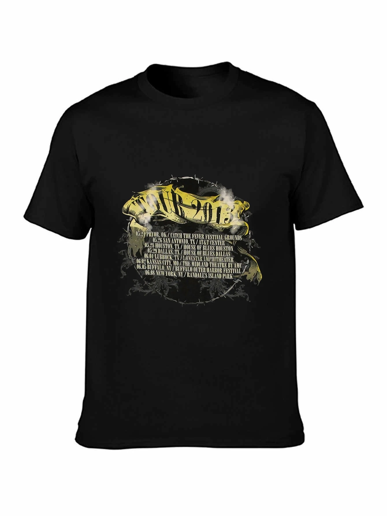 تي شيرت Guns N Roses Trashy Skull Logo Tour 2013 Axl Rose Slash أسود للرجال