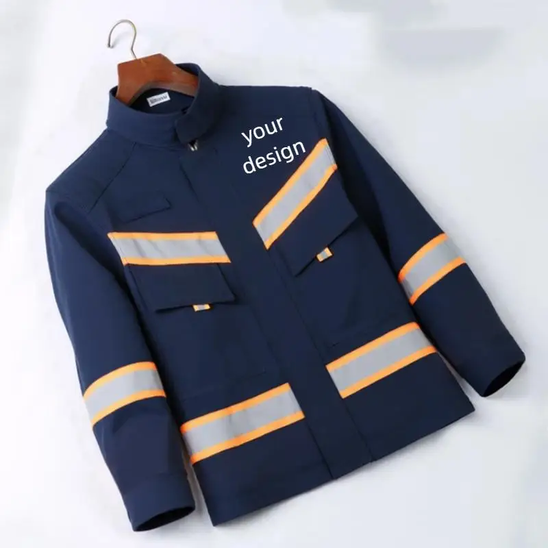 Men's Workshop Workwear Personalized Print Logo Reflective Strip Factory Machine Repair And Maintenance Road Construction Jacket