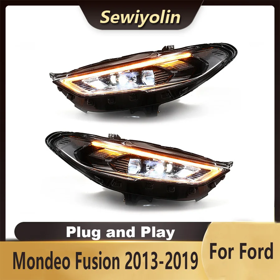 

For Ford Mondeo Fusion 2013-2019 Car Accessories Headlight Assembly LED Lights Lamp DRL Signal Plug And Play Daytime Running