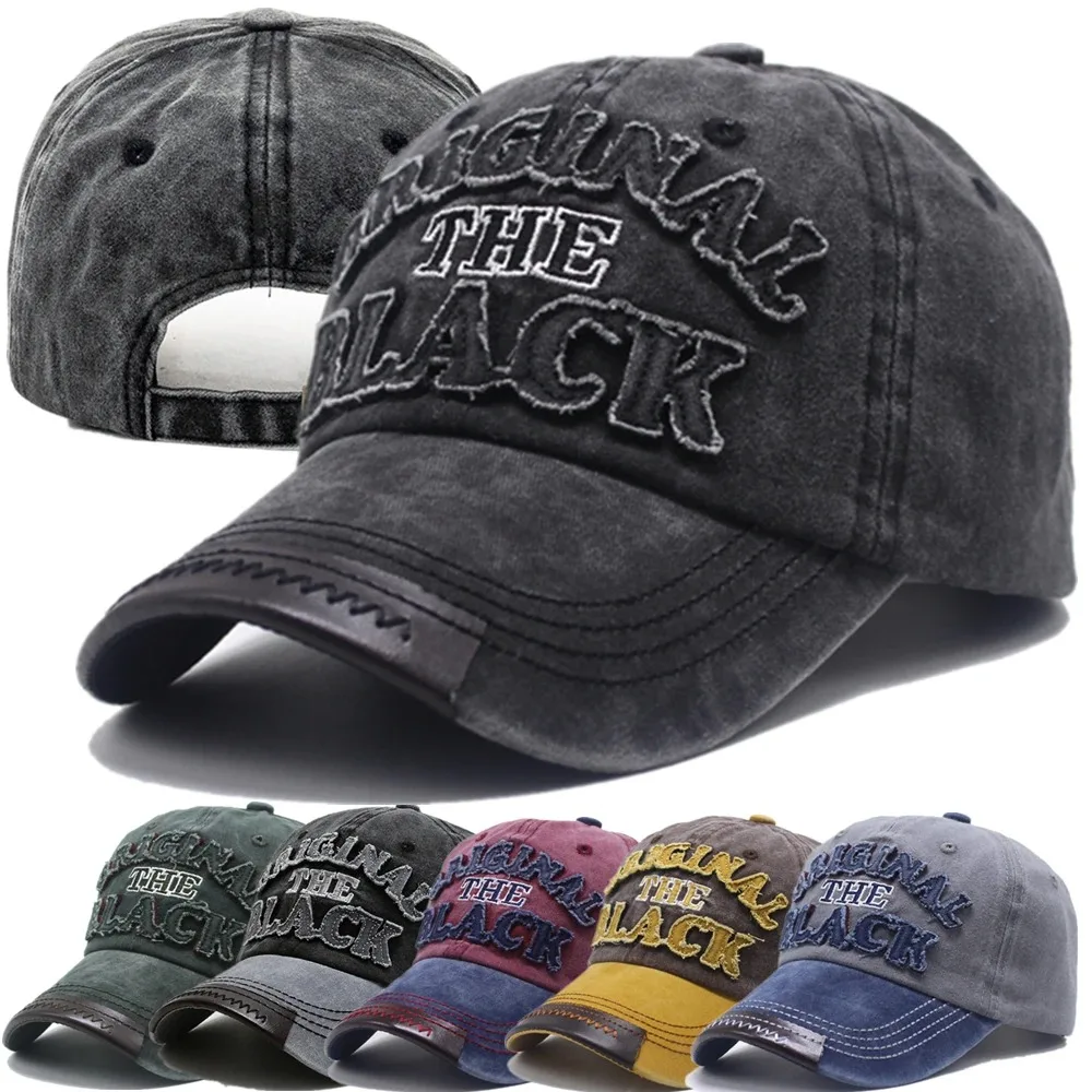 Unisex Vintage czapka z daszkiem czapki z bawełny dla mężczyzn kobiety Casual czarna czapka z haftem w kształcie litery czapka sportowa na świeżym powietrzu