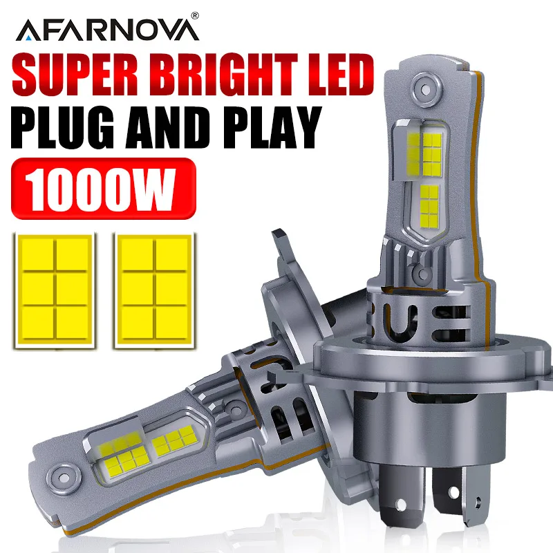 

1300W 2PCS Turbo H7 H4 LED CANBUS Light Мини-фара Размер 1:1, беспроводная H7 8537CSP Автомобильные светодиодные фары с вентилятором 6000K Белый