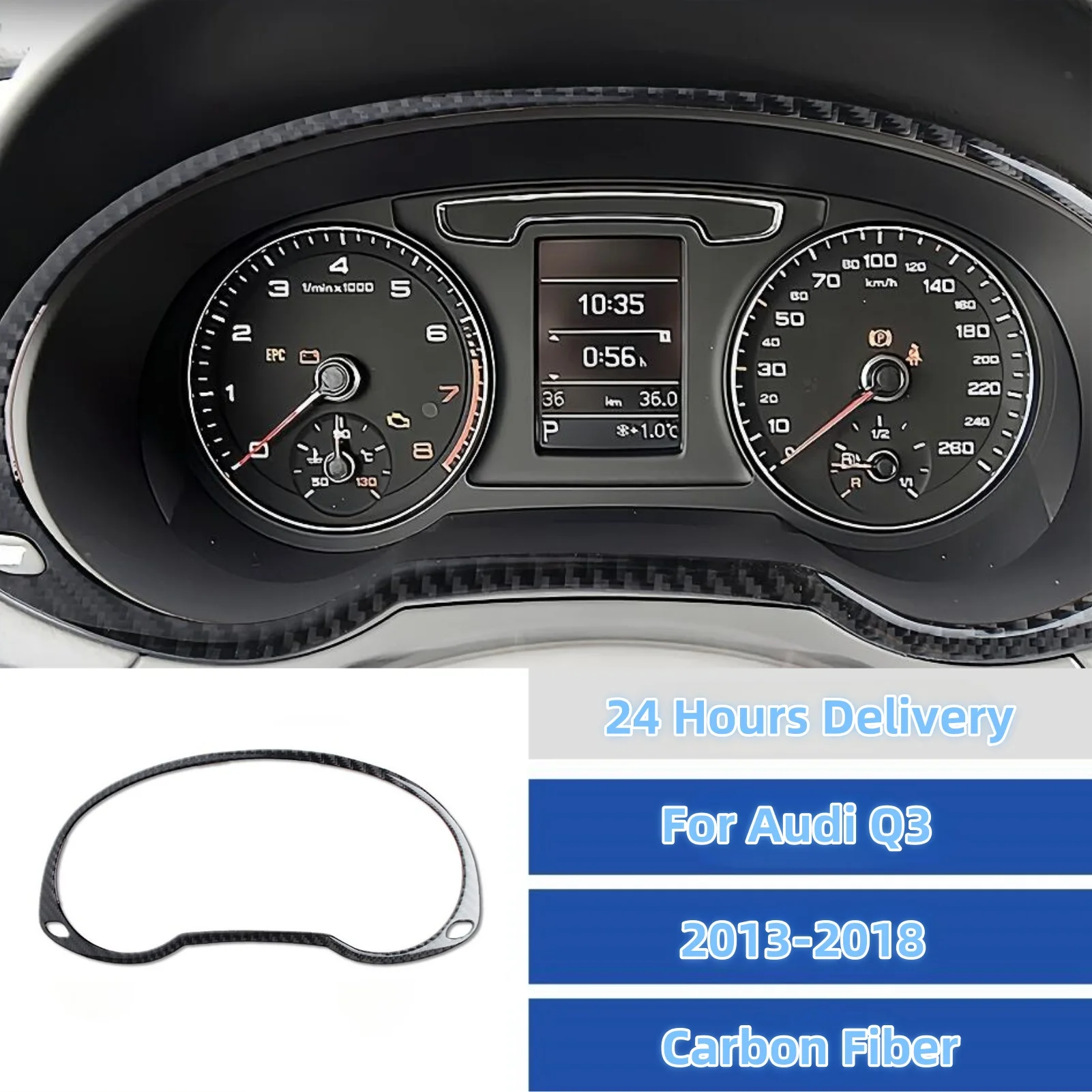 

For Audi Q3 2013-2018 Carbon Fiber Interior Car Dashboard Speedometer Panel Frame Trim Cover Decoration Sticker Auto Zubehör