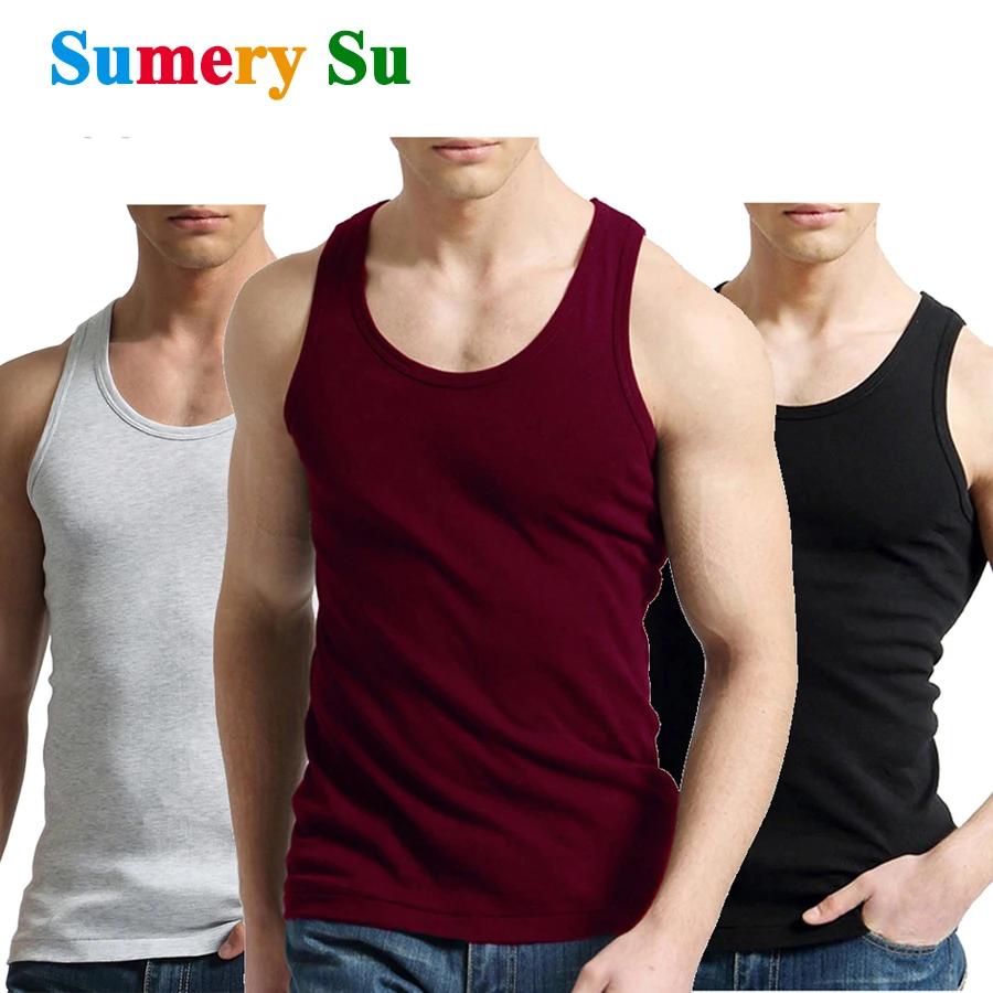 Tank Tops Men Fitness Cool Summer 100% Cotton Vest Male Sleeveless Tops Gym Slim Casual Undershirt Mens Gift 9 Colors 1PCS